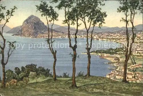 Lugano TI Golfo di Lugano dal Monte Bre / Lugano /Bz. Lugano City