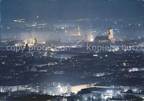 Muenchen bei Nacht Blick vom Olympiaturm Kat. Muenchen