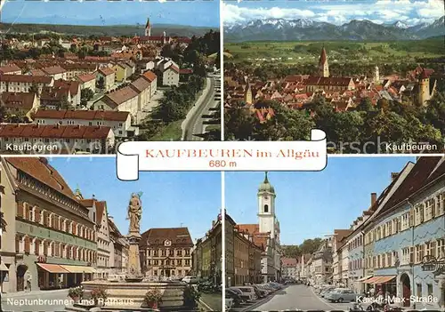 Kaufbeuren Ortsblick Panorama Neptunbrunnen Rathaus Kaiser Max Strasse Kat. Kaufbeuren