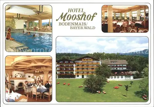 Bodenmais Hotel Mooshof Hallenbad Speise und Gastraum Liegewiese Kat. Bodenmais