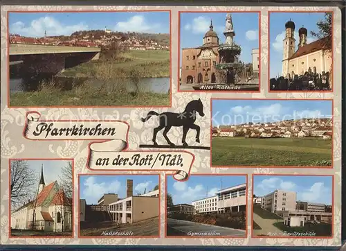 Pfarrkirchen Niederbayern Altes Rathaus Kirche Panorama Hauptschule Gymnasium Berufsschule Kat. Pfarrkirchen