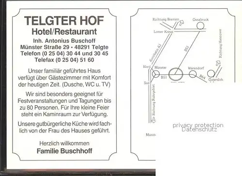 Telgte Warendorf Telgter Hof Hotel Restaurant Gastraum Zimmer Kat. Telgte