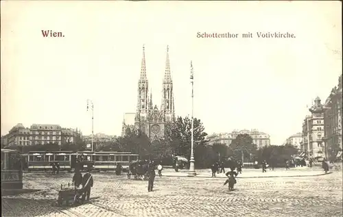 Wien Schottenthor mit Votivkirche Strassenbahn Kat. Wien