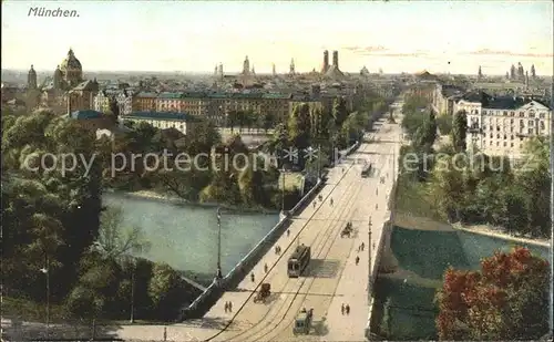 Muenchen Brueckenpartie Strassenbahn Kat. Muenchen