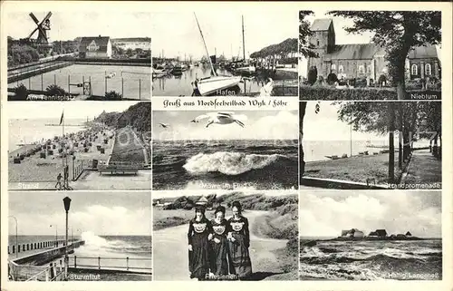 Wyk Foehr Hafen Strand Seebruecke Tracht Kat. Wyk auf Foehr