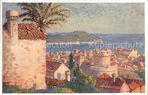 Dubrovnik Ragusa Pogled sa sjevera otok Lokrum i tvrdava Minceta Kat. Dubrovnik