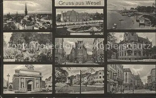 Wesel Rhein Total Ev Gemeindehaus Hafen Kaiserplatz Brueckstr und Lombergstr Landratsamt Berlinerhof Am Rheinglacis Kat. Wesel