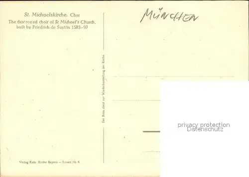 Muenchen St Michaelskirche Chor zerstoert 1944 Kat. Muenchen