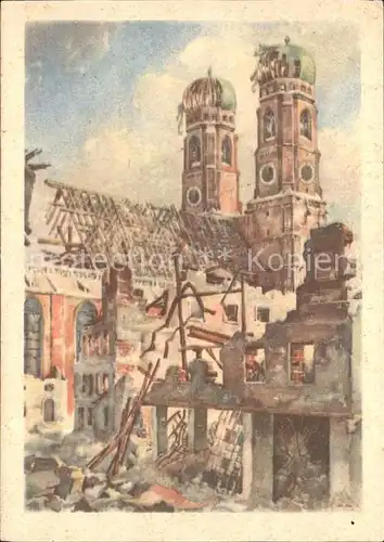 Muenchen Frauenkirche Nordostansicht zerstoert 1944 Kat. Muenchen