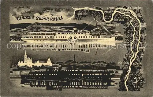 Budapest Schiff auf Donau Kat. Budapest