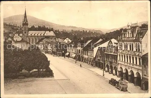 Hohenelbe Tschechien Hauptstrasse mit Gebirge Kat. Vrchlabi