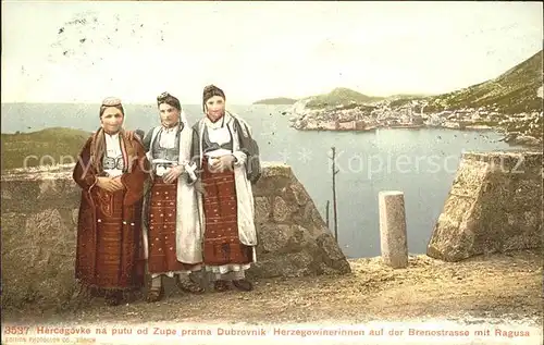 Dubrovnik Ragusa Frauen in Tracht Herzegowinerinnen Kat. Dubrovnik