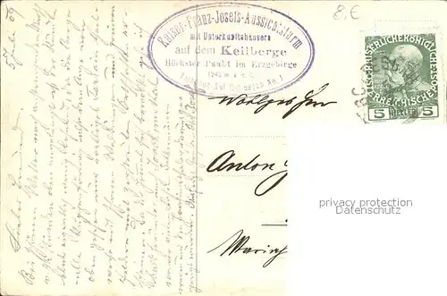 Keilberg Tschechien Kaiser Franz Josefs Aussichtsturm Kat. Klinovec