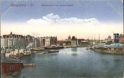 Koenigsberg Ostpreussen Hafen mit Kaiserbruecke Kat. Kaliningrad
