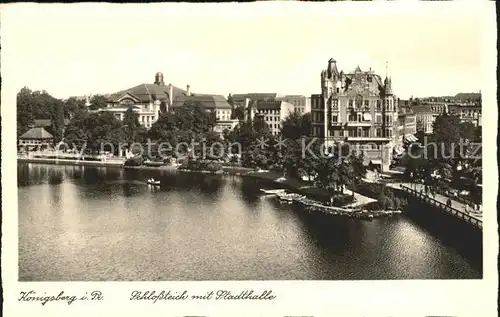 Koenigsberg Ostpreussen Schlossteich mit Stadthalle Kat. Kaliningrad