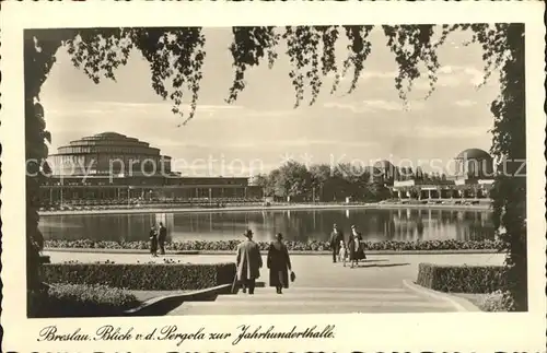 Breslau Niederschlesien Blick von der Pergola zur Jahrhunderthalle Kat. Wroclaw