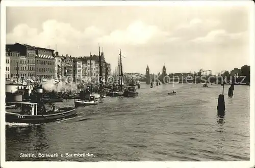 Stettin Westpommern Bollwerk und Baumbruecke Kat. Szczecin