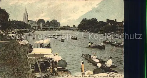 Marlow Wycombe View on River showing Church and Bridge Kat. Wycombe