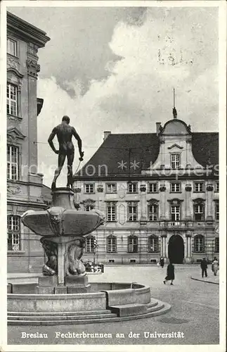 Breslau Niederschlesien Fechterbrunnen an der Universitaet Kat. Wroclaw