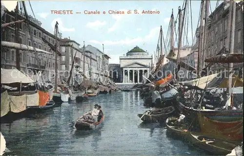 Trieste Canale e Chiesa di San Antonio Fischerboote Kat. Trieste