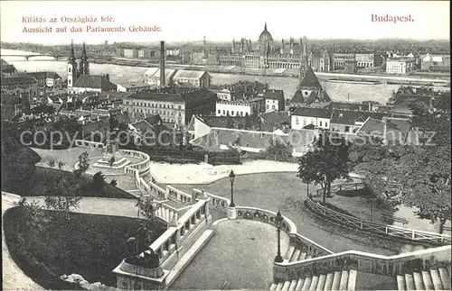 Budapest Blick auf das Parlamantsgebaeude Kat. Budapest