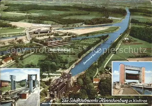 Waltrop Schiffshebewerke Henrichenburg Altes und Neues Hebewerk Schachtschleuse Dortmund Ems Kanal Fliegeraufnahme Kat. Waltrop