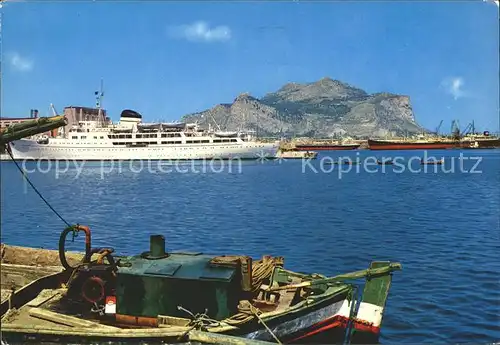 Palermo Sicilia Il Porto e Monte Pellegrino Fahrgastschiff Kutter Kat. Palermo