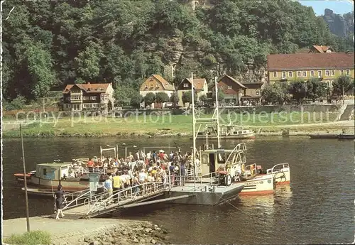 Rathen Saechsische Schweiz Seilfaehre ueber die Elbe Kat. Rathen Sachsen