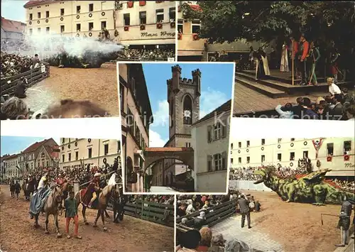 Furth Wald Historischer Drachenstich Volksschauspiel Teilansichten Kat. Furth im Wald