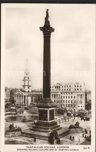 London Trafalgar Square Nelsons Column and St Martins Church Kat. City of London