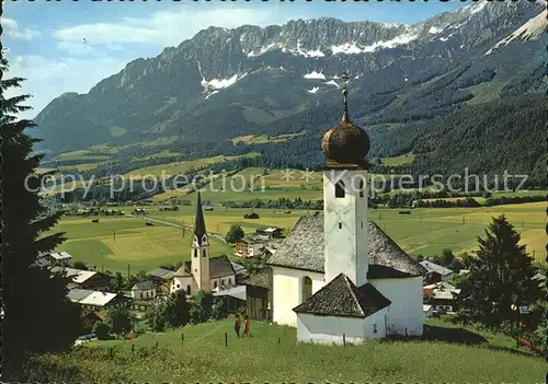 Ellmau Tirol Ortsansicht mit Kirche Wilder Kaiser Kat. Ellmau