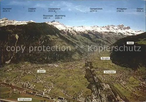 Altdorf UR mit Schattdorf Buerglen Schaechental Alpen Fliegeraufnahme Kat. Altdorf UR