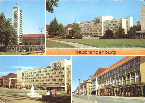 Neubrandenburg Hochhaus Karl Marx Platz Hotel Vier Tore Centrum Warenhaus Ernst Thaelmann Strasse Kat. Neubrandenburg
