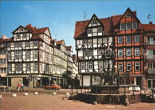 Hannover Holzmarkt mit Oskar Winter Brunnen Altstadt Fachwerkhaeuser Kat. Hannover