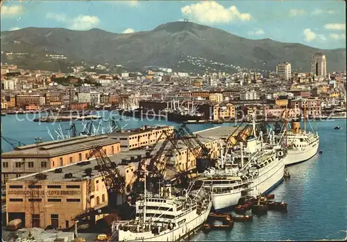 Genova Genua Liguria Panorama e porto Hafen Dampfer Kat. Genova