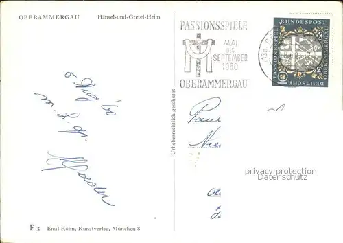 Oberammergau Haensel und Gretel Heim Fassadenmalerei Kat. Oberammergau
