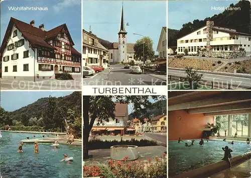 Turbenthal Wohlfahrtshaus Ortspartie Kirche Hotel Baeren Hallenbad Freibad Kat. Turbenthal