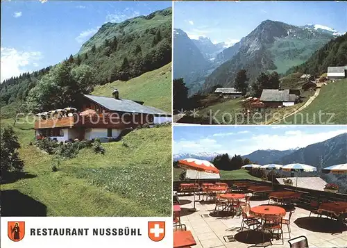 Braunwald GL Restaurant Nussbuehl Terrasse Alpenpanorama Kat. Braunwald
