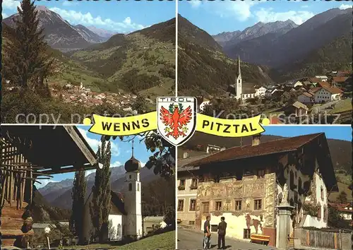 Wenns Pitztal Tirol Gesamtansicht mit Alpenpanorama Dorfpartie Kirche Kat. Wenns