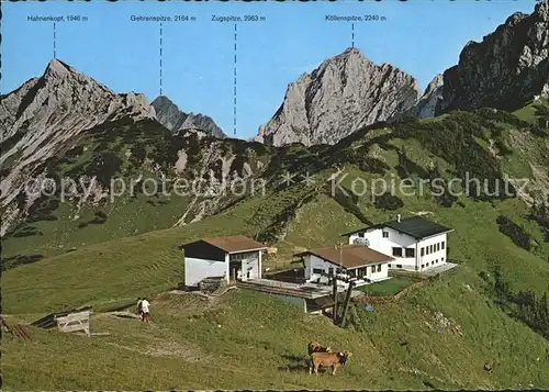 Graen Tirol Bergstation Fuessener Joechle Bergrestaurant Sonnenalm Wandergebiet Kat. Graen