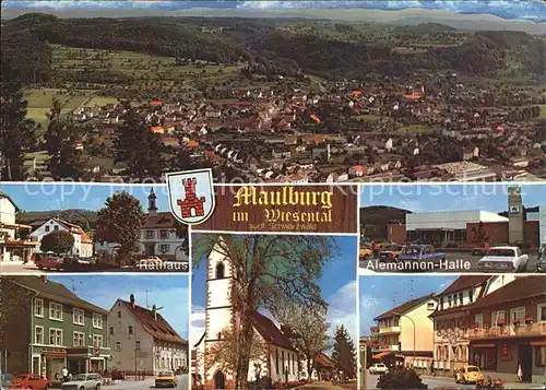 Maulburg Panorama Wiesental Rathaus Alemannen Halle Kirche Kat. Maulburg