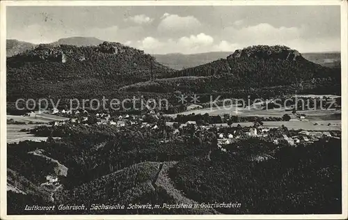 Gohrisch Panorama Luftkurort Papststein und Gohrischstein Kat. Gohrisch