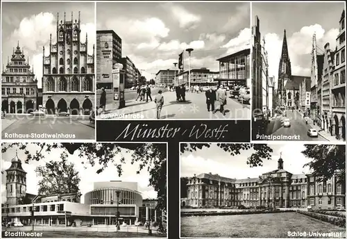 Muenster Westfalen Rathaus Stadtweinhaus Bahnhofstr Prinzipalmarkt Stadttheater Schloss Universitaet Kat. Muenster