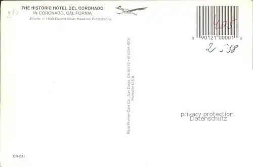 Coronado Hotel Del Coronado Fliegeraufnahme Kat. Coronado