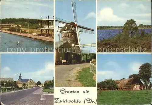 Zuidwolde Schwimmbad Strassenpartie Muehle See Bauernhaus Kat. Zuidwolde