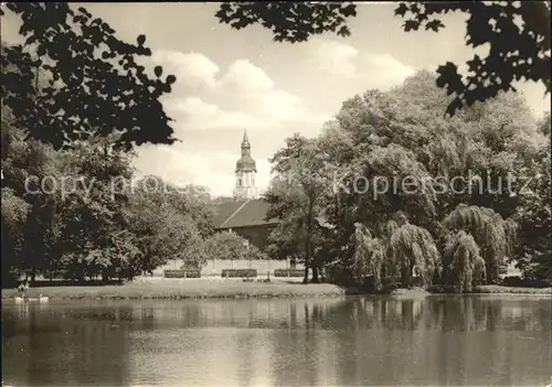 Taucha Sachsen Gondelteich Kirchturm / Taucha /Nordsachsen LKR