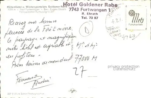 Furtwangen Hotel Goldener Rabe Kat. Furtwangen im Schwarzwald