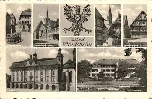 Bad Windsheim Schoener Brunnen Rothenburger Strasse Alter Winkel Heimatmuseum Rathaus Kurhaus Wappen Kat. Bad Windsheim