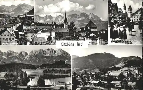 Kitzbuehel Tirol Teilansichten Trachten Hahnenkamm Schwarzsee Alpenpanorama Kat. Kitzbuehel