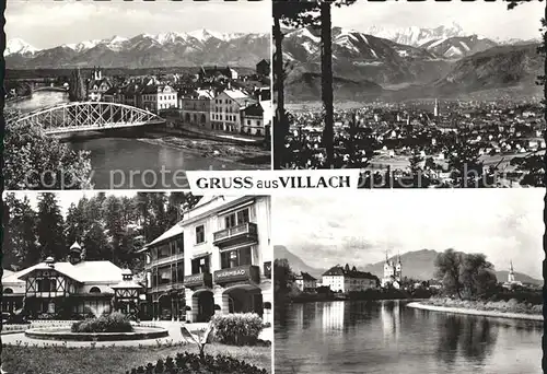 Villach Kaernten Gesamtansicht Alpenpanorama Kurhotel Warmbad Drau Bruecke Kat. Villach